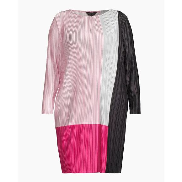 Ming Wang Colorblocked Knee-Length Dress Perfect Pink XL Beachy Artsy Boho Chic - Picture 3 of 14